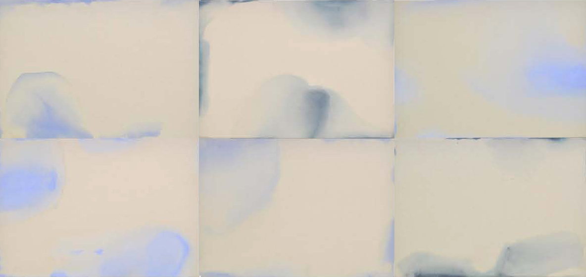 Penny Coss, Blue Vapour, 2013, acrylic on canvas, 102 x 213cm.