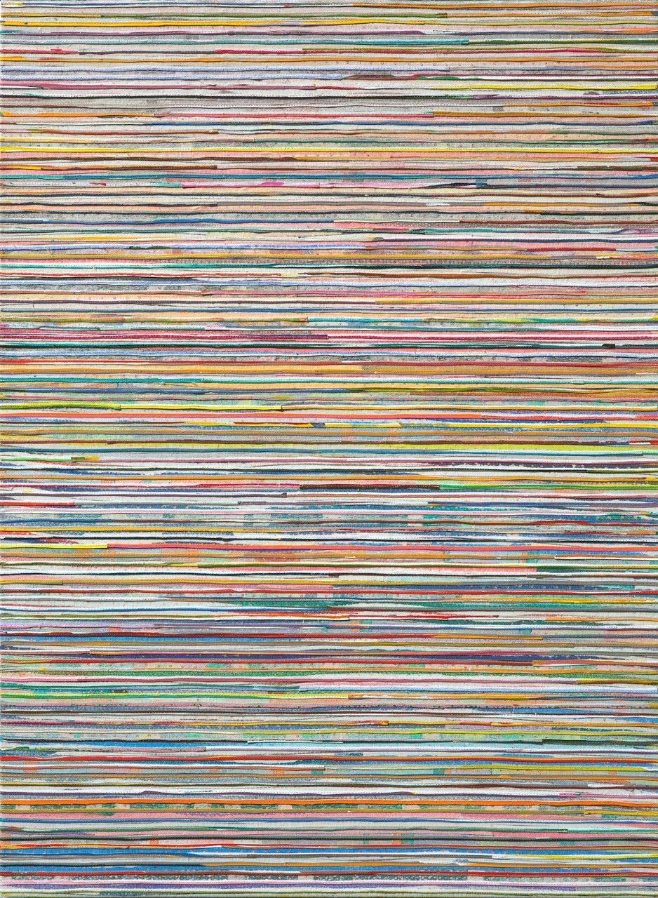 Eveline Kotai, Horizontal Shift, 2016, acrylic and nylon thread on canvas,75 x 101cm