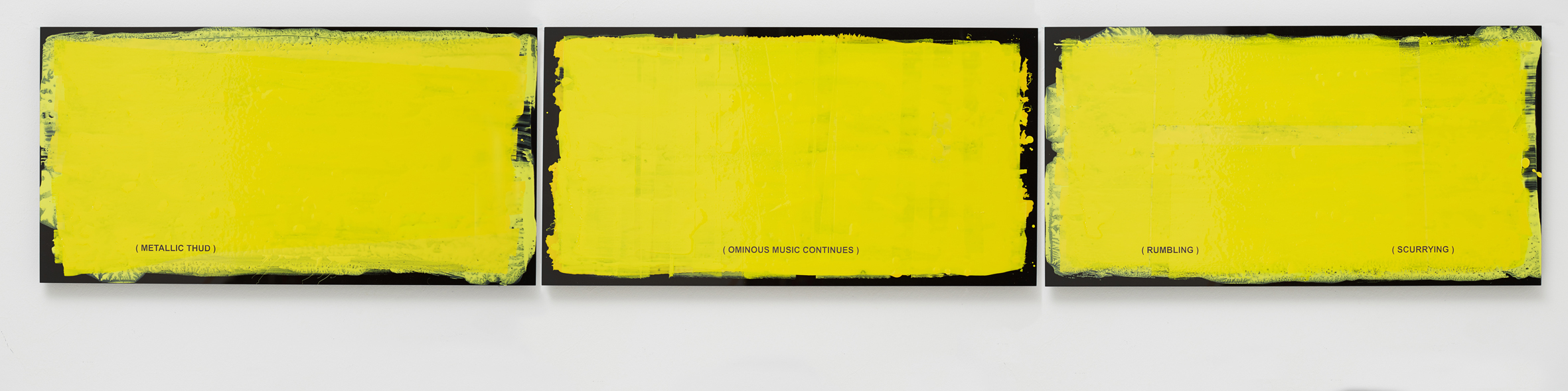 Jurek Wybraniec Gone (Scene 3), 2015, urethane paint on laser-etched acrylic, 30 x 60 x 1cm (3 panels)