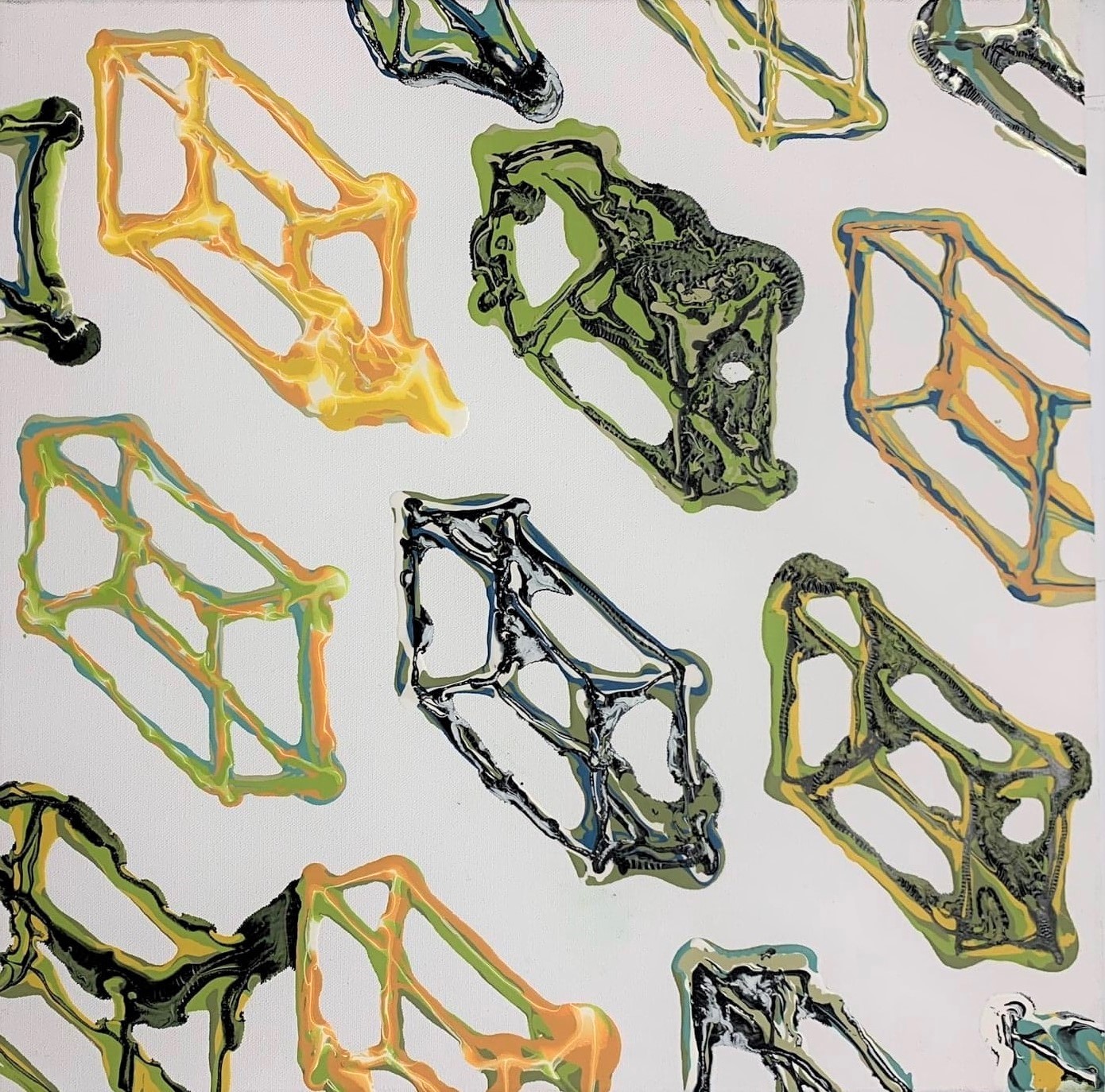 Alex Spremberg, Soft Parade, 2018, enamel on canvas, 51 x 51cm