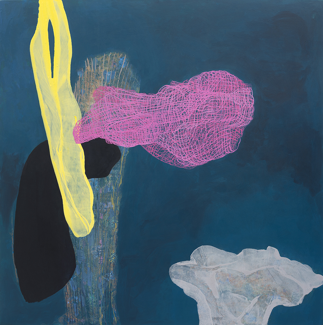 Penny Bovell, The Ponderous Illusion of Solidity, 2013, acrylic on canvas, 150 x 150cm