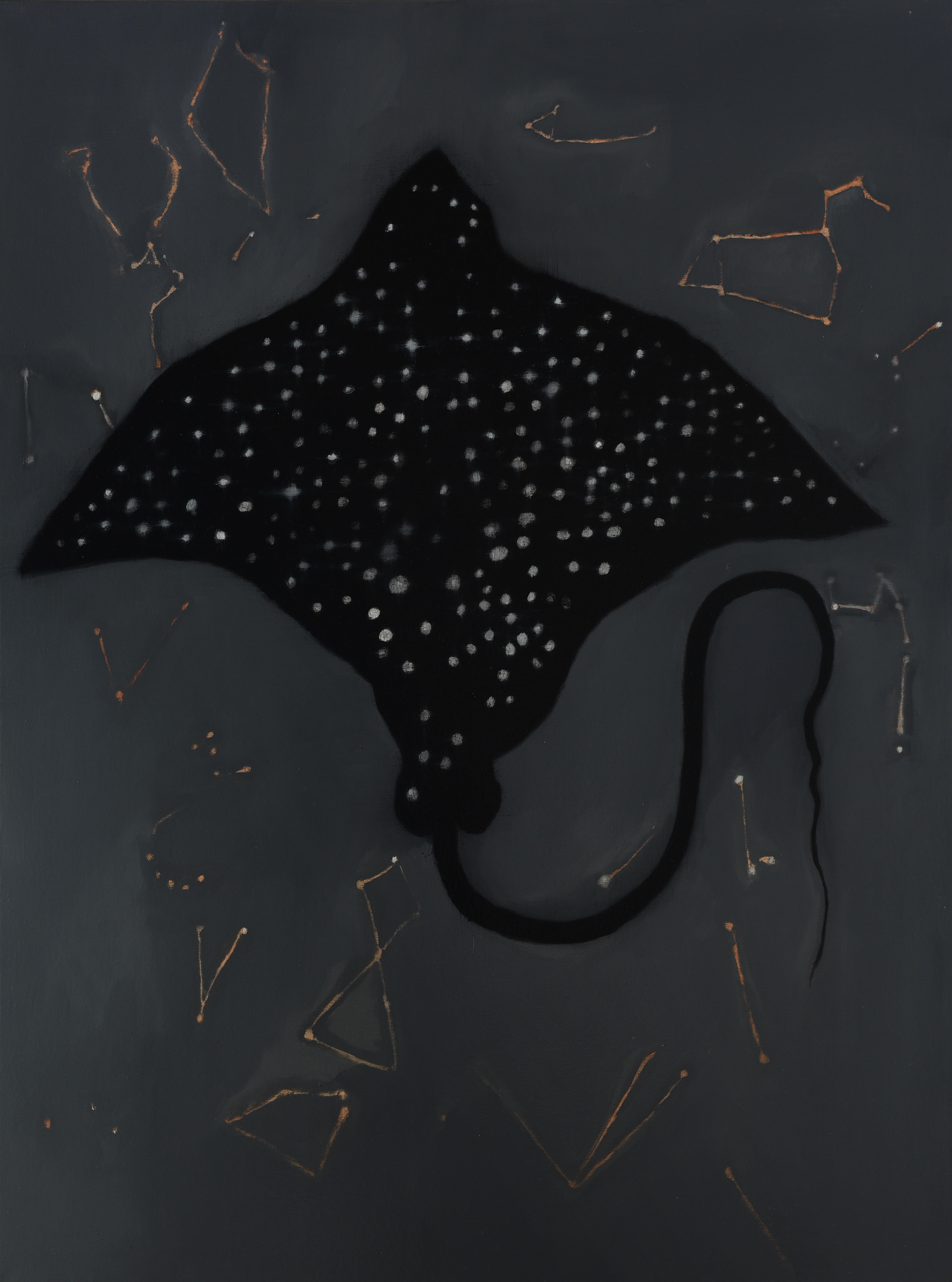 Paul Uhlmann, I fired a musket between the two, 29 April 1770, Sting Ray Harbour (Botany Bay) Cook's Journal, 2018, oil on canvas, 92 x 120cm