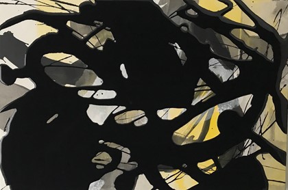 Chris Hopewell, Blast 7, 2020, acrylic and resin on paper on board, 56 x 38cm