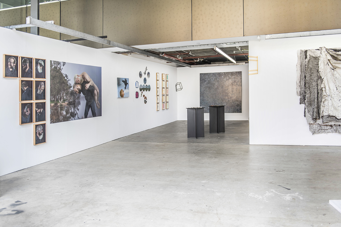 Collective States, installation view. Artworks (L-R) Christophe Canato, Indra Geidans, Vanessa Russ, Mel Dare, Louise Dickmann, Susan Roux. Photo Christophe Canato