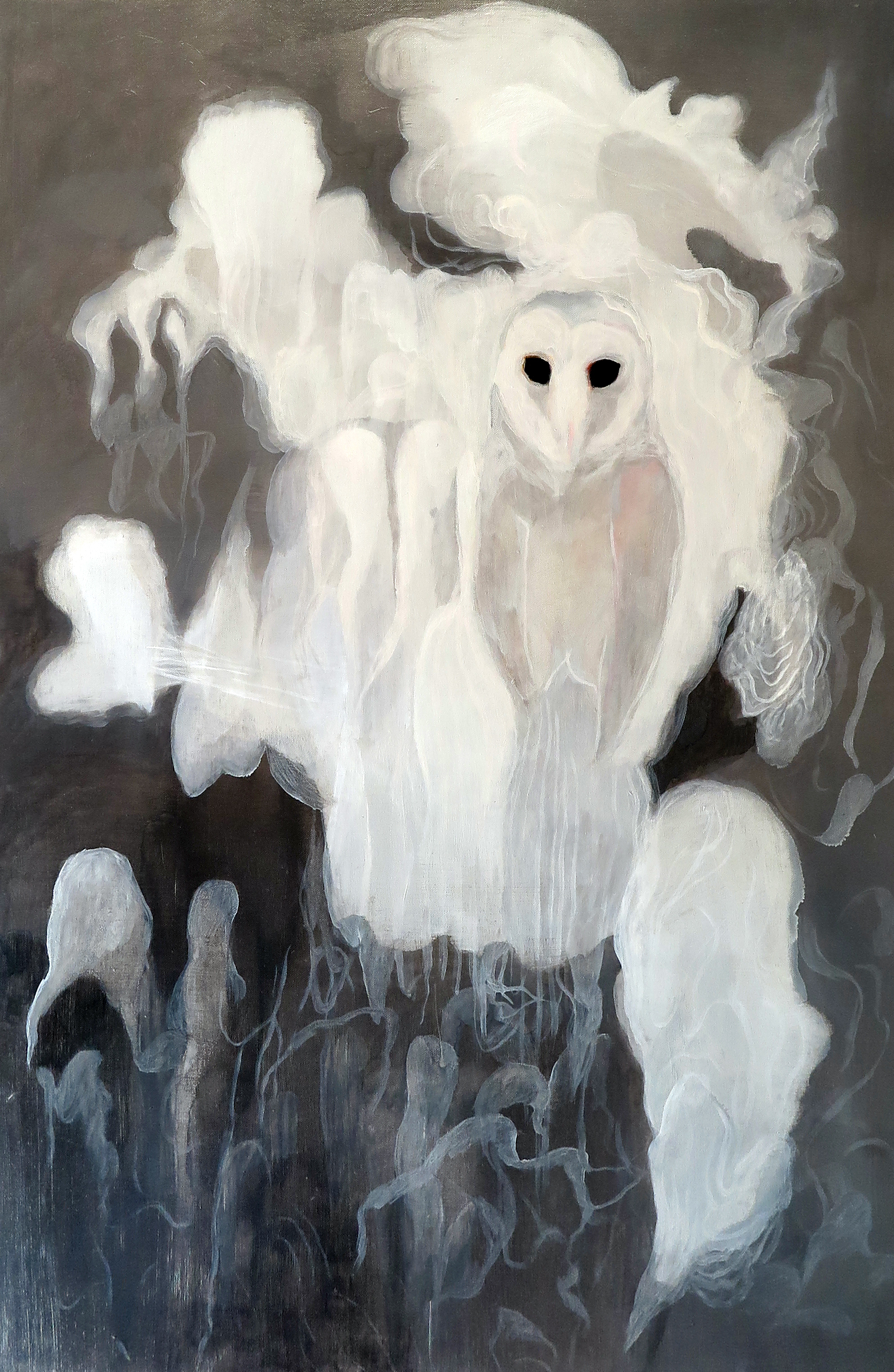 Paul Uhlman, Land of Smoke (Owl), 2020, oil on canvas, 91 x 61cm