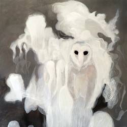 Paul Uhlman, Land of Smoke (Owl), 2020, oil on canvas, 91 x 61cm