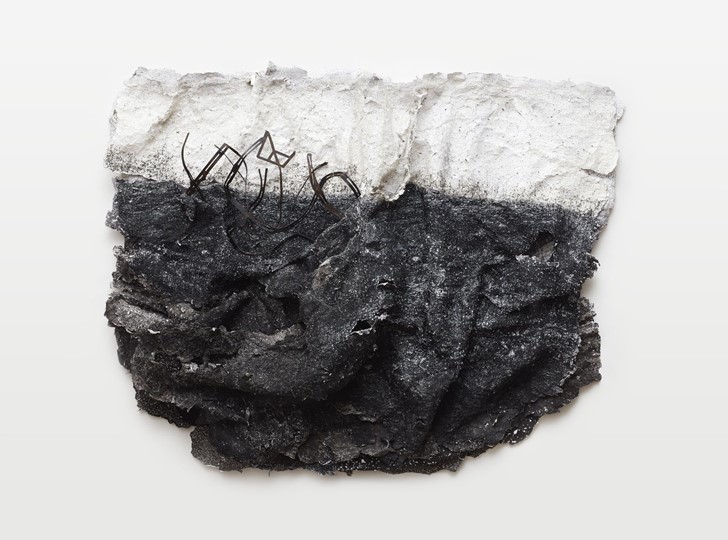 Susan Roux, Tailored Erasure, 2020, ink, carbon, thread and polished steel on archival photographic print on acrylic frame, 85 x 110 x 12cm. Acorn Photo