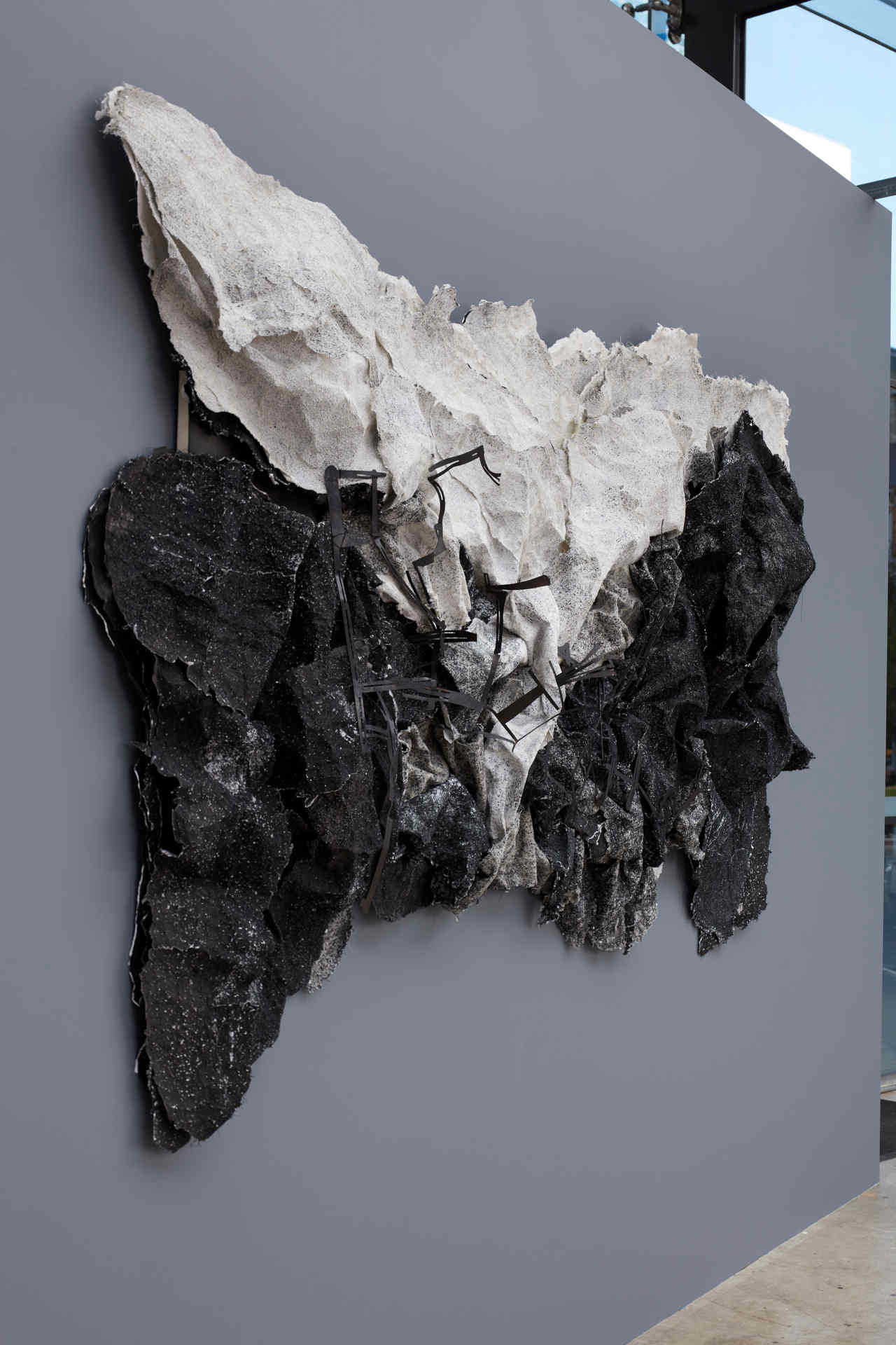 Susan Roux, Acid Migration, 2020, ink, carbon, thread and polished steel on archival photographic print, 150 x 270 x 50cm (6)