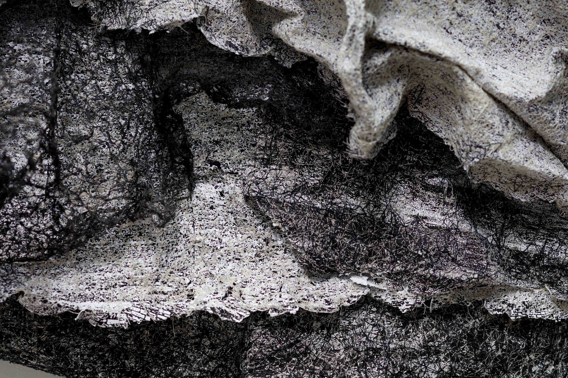 Susan Roux, Eradicate Couture (detail), 2020, ink, carbon, thread and polished steel on archival photographic print, 160 x 85 x 30cm (4)