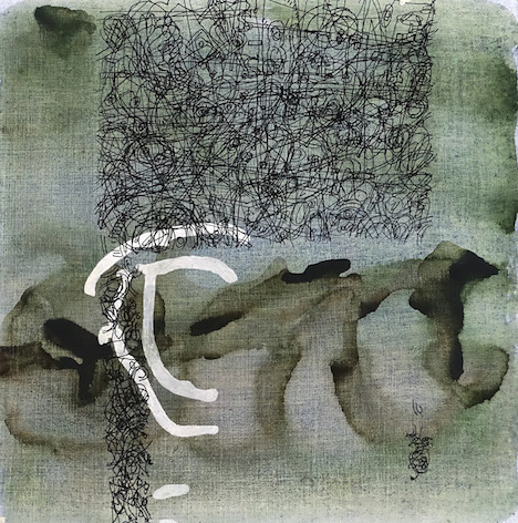 Gosia Wlodarczak, Dust Cover Artsource Studio C (Sitting Room), 2015, pigment pen and acrylic on linen, 45 x 45cm