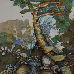 Antony Muia, Acheron, River of Sorrow, 2020, ink and watercolour on paper, 122 x 82cm