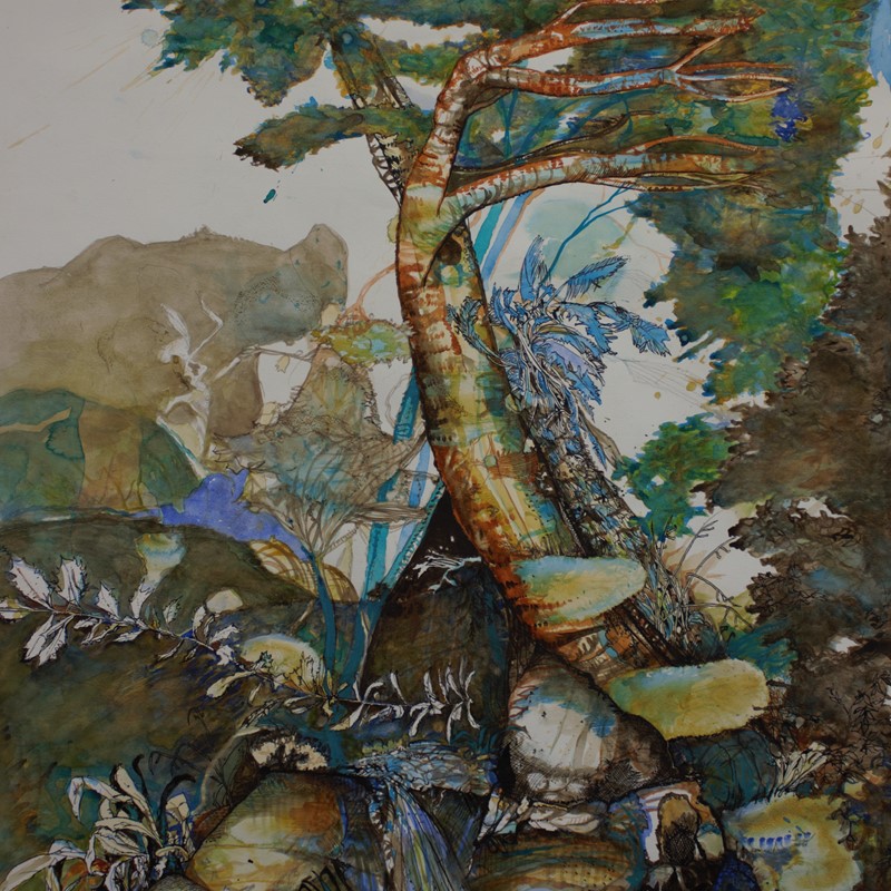 Antony Muia, Acheron - River of Sorrow (detail), 2020, ink and watercolour on paper, 122 x 82cm