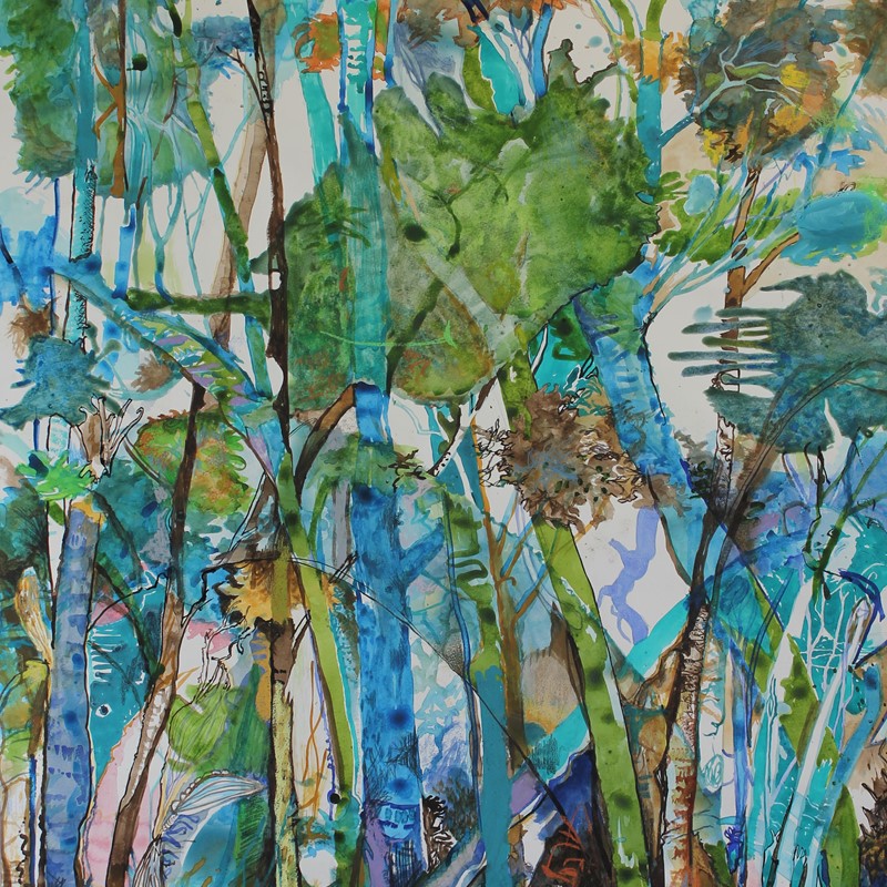 Ascending Mt Empyrean (detail), 2020, ink and watercolour on paper, 122 x 82cm