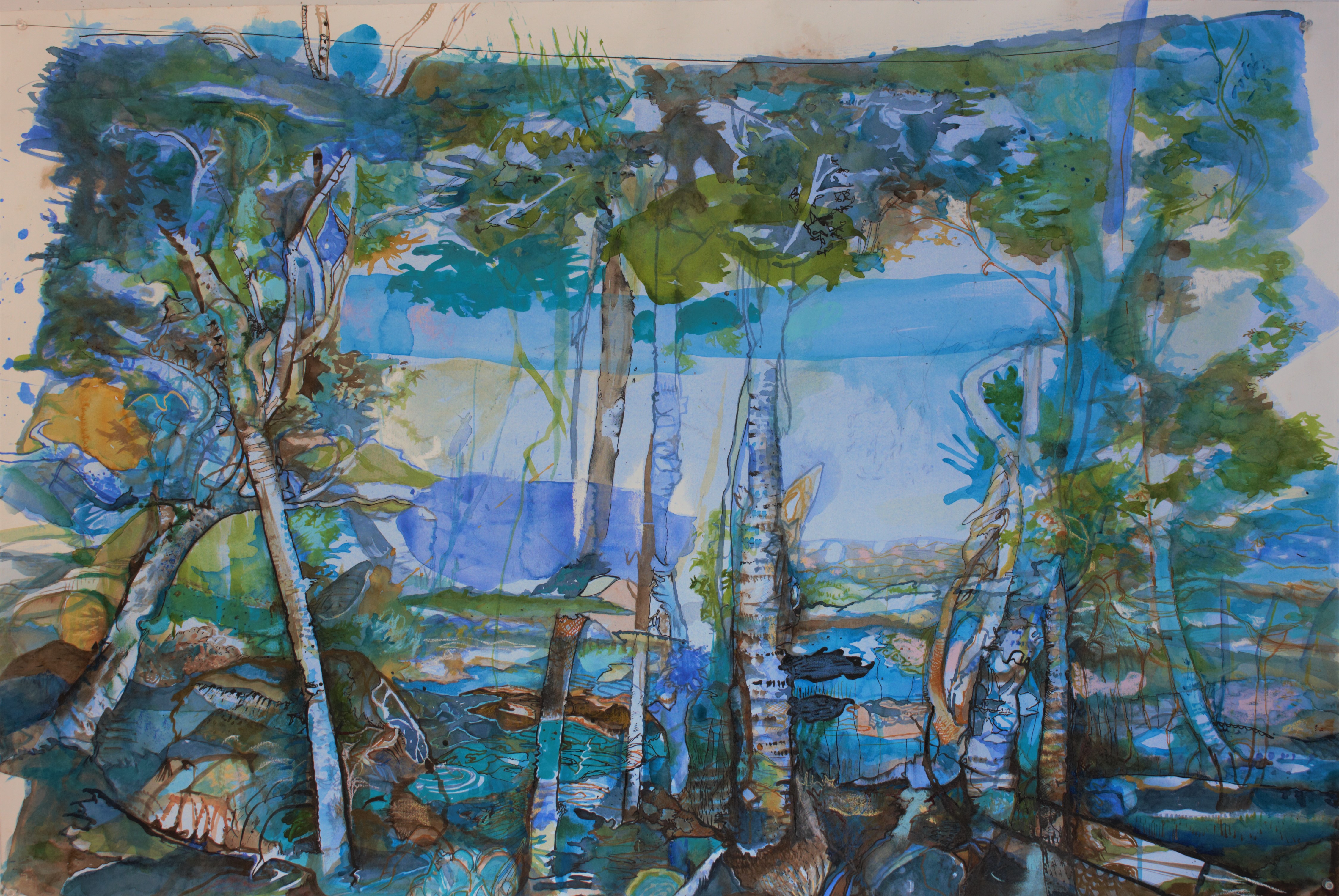 Antony Muia, Paradiso, 2020, ink and watercolour on paper, 82 x 122cm