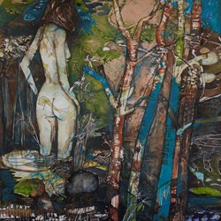 Antony Muia, Phlegethon - Sacred Wood of Nakedness, 2020, ink and watercolour on paper, 122 x 82cm