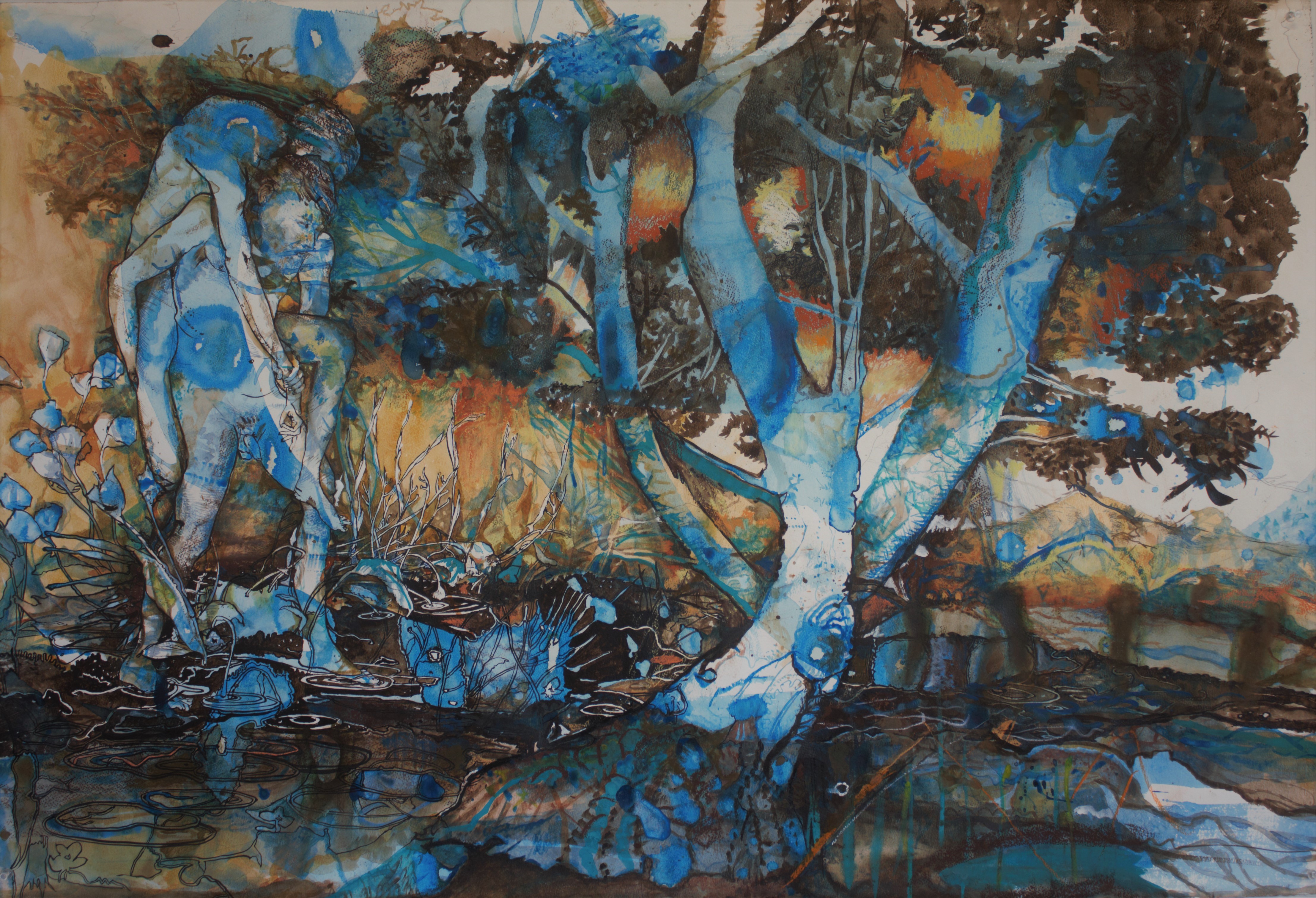 Antony Muia, Angel of Meekness - Inferno, 2020, mixed media on paper, 82 x 122cm