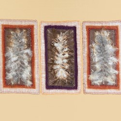 Megan Kirwan-Ward, Gathered 2, printed silk, feathers and cotton thread on cotton, 33 x 51cm
