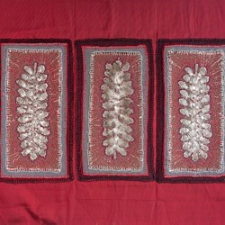 Megan Kirwan-Ward, Gathered 1, printed silk, feathers and cotton thread on cotton, 35 x 52cm