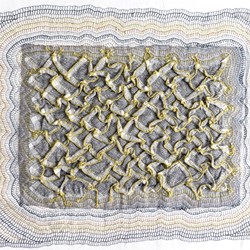 Megan Kirwan-Ward, Rift Green, cord and cotton thread on printed fabric, 49 x 40cm