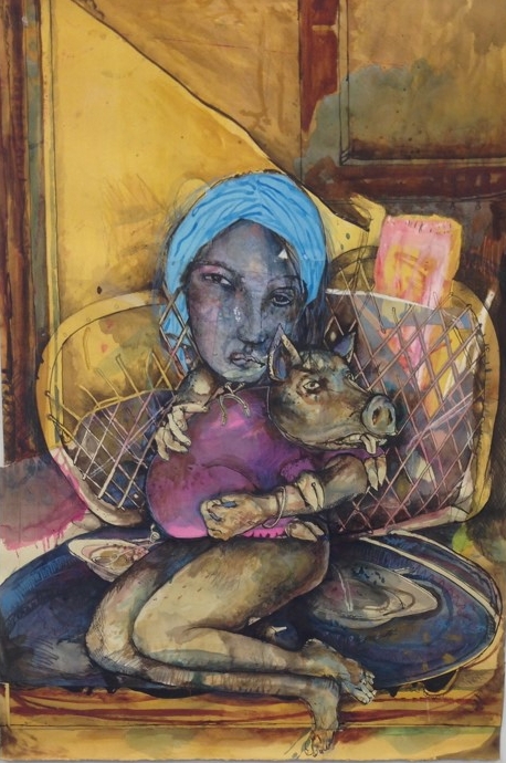 Antony Muia, Untitled, 2014, mixed media on paper, 115 x 78cm