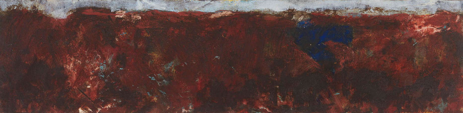 Merrick Belyea, Moore River Mouth, 2018, oil on board, 30 x 122cm
