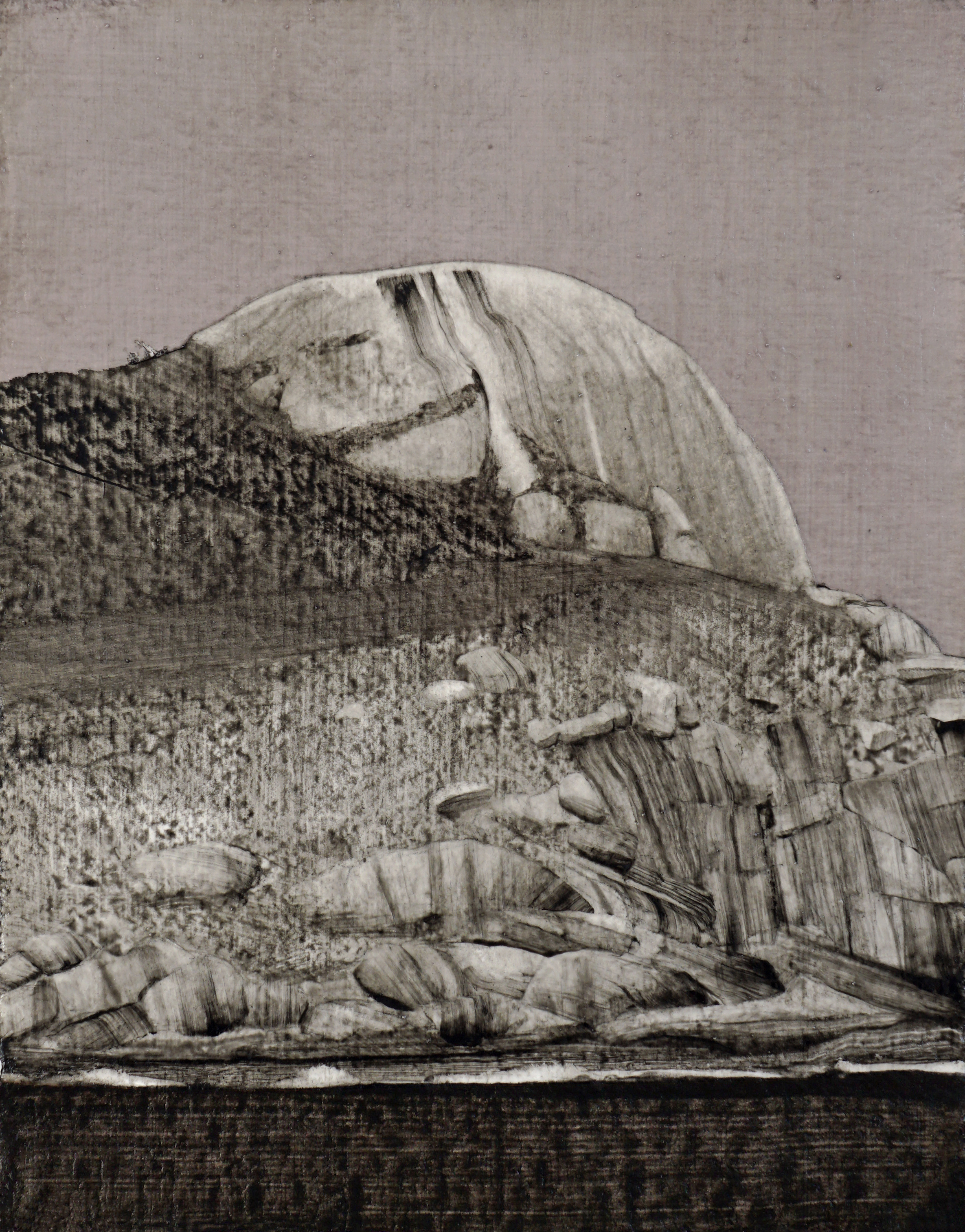 Mark Tweedie, Be Wary of Strong Winds and Slippery Rocks, 2020, acrylic on paper, 32 x 25cm