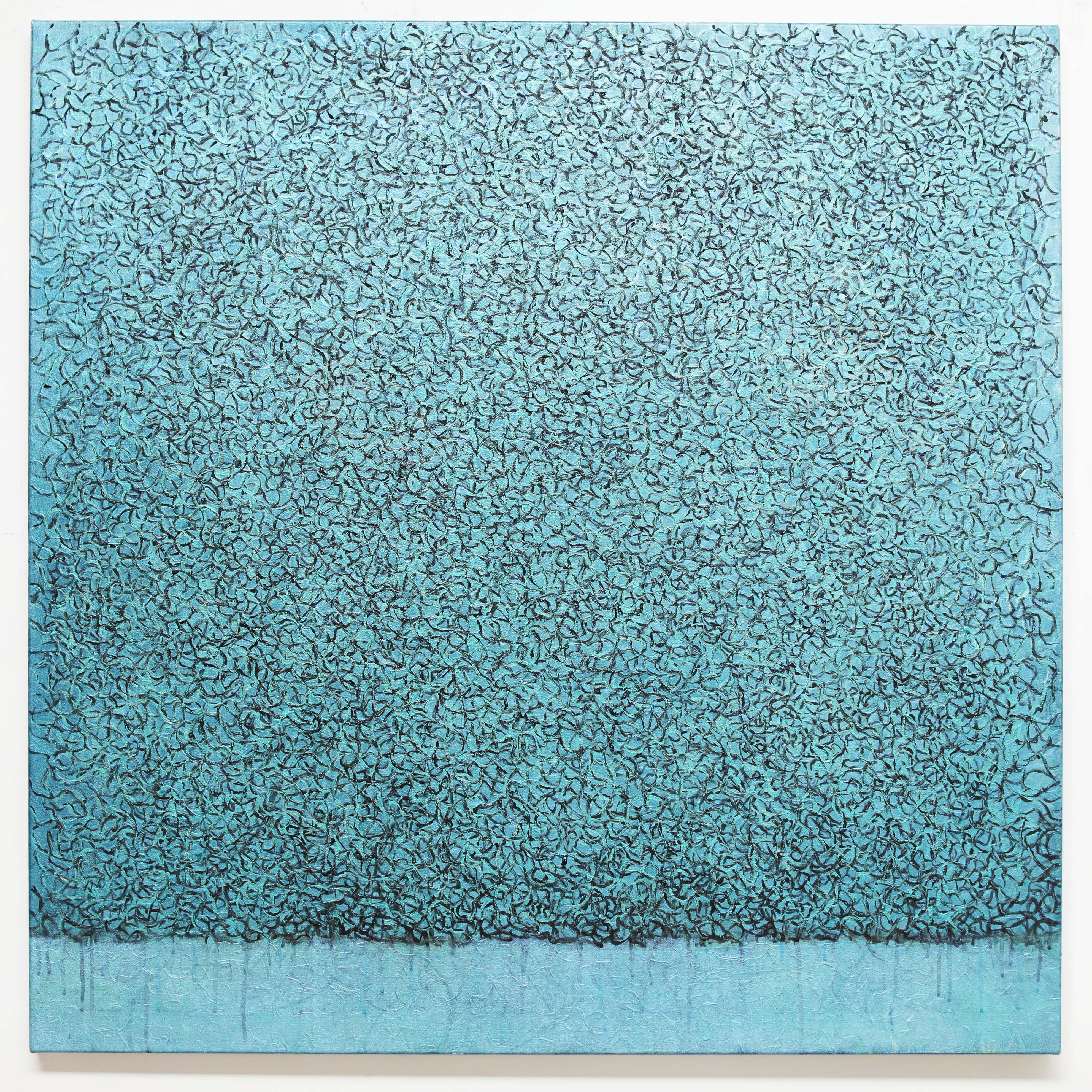 Michele Theunissen, Something's Coming In, 2020, acrylic, mica, and ground pigment on canvas, 102 x 102cm