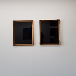 Olga Cironis, Linen, 2020, acrylic in gilded wooden frame, 80 x 64cm (diptych)