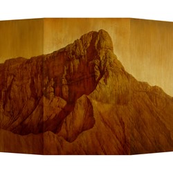 Tony Windberg, Gallipoli Remnants, 2020, ash, resin, earth pigments and oil on board, 122 x 198cm (3 panels)