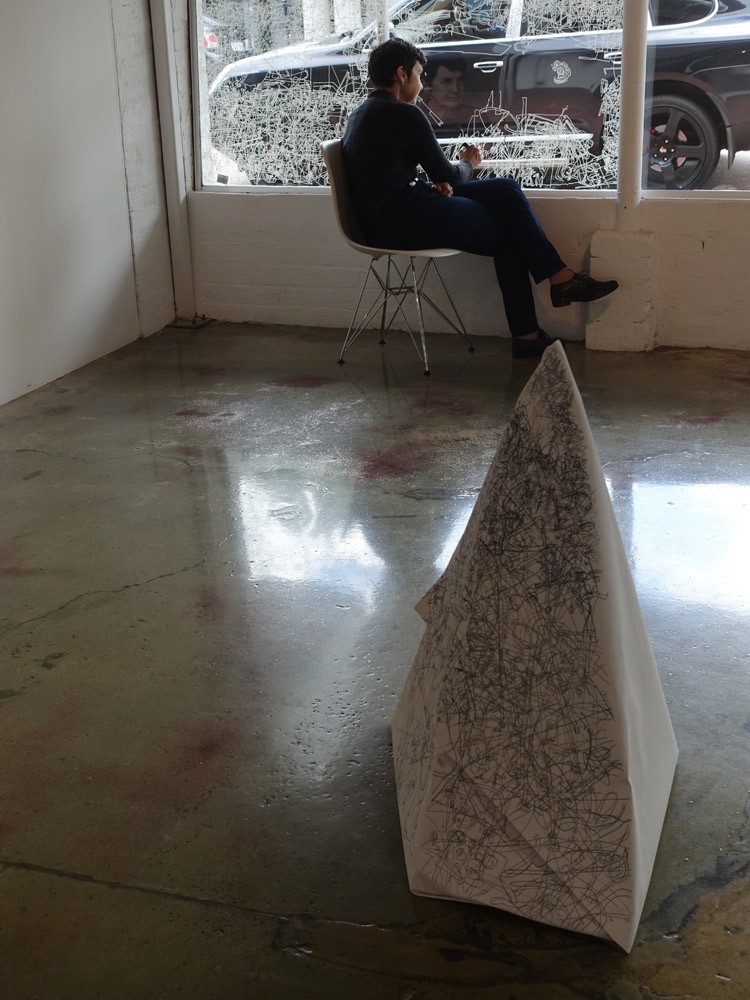 Gosia Wlodarczak, Frost Drawing for Art Collective WA, Subiaco Western Australia 2015. Photo Longin Sarnecki