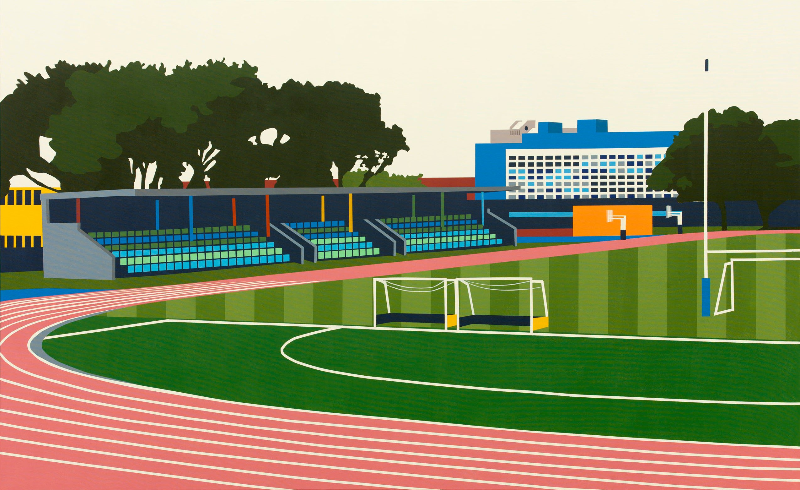 Joanna Lamb, Stadium, 2014, acrylic on canvas, 122 x 198cm