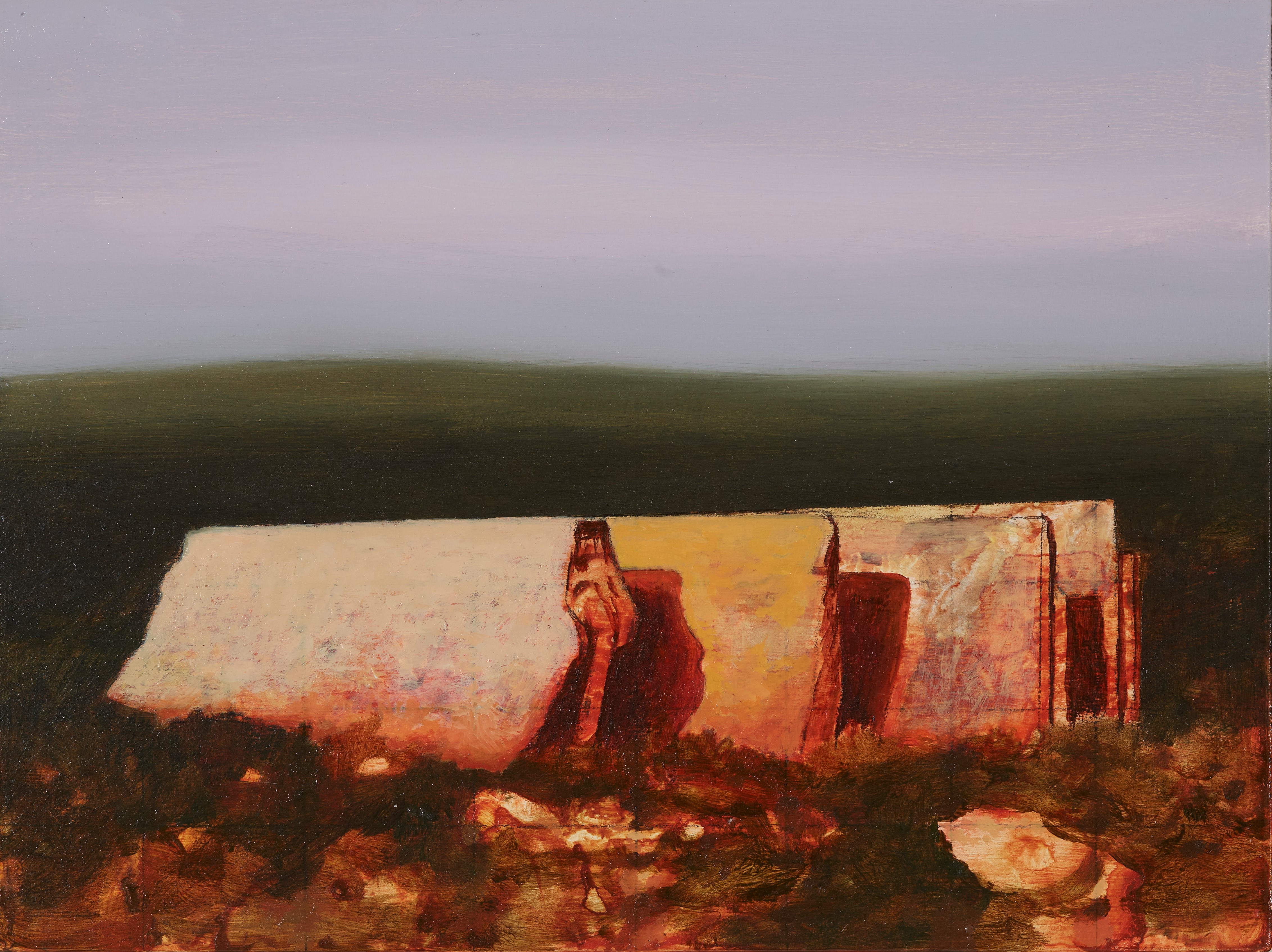 Robert Gear, Barrier, 2020, oil on board, 15 x 20cm