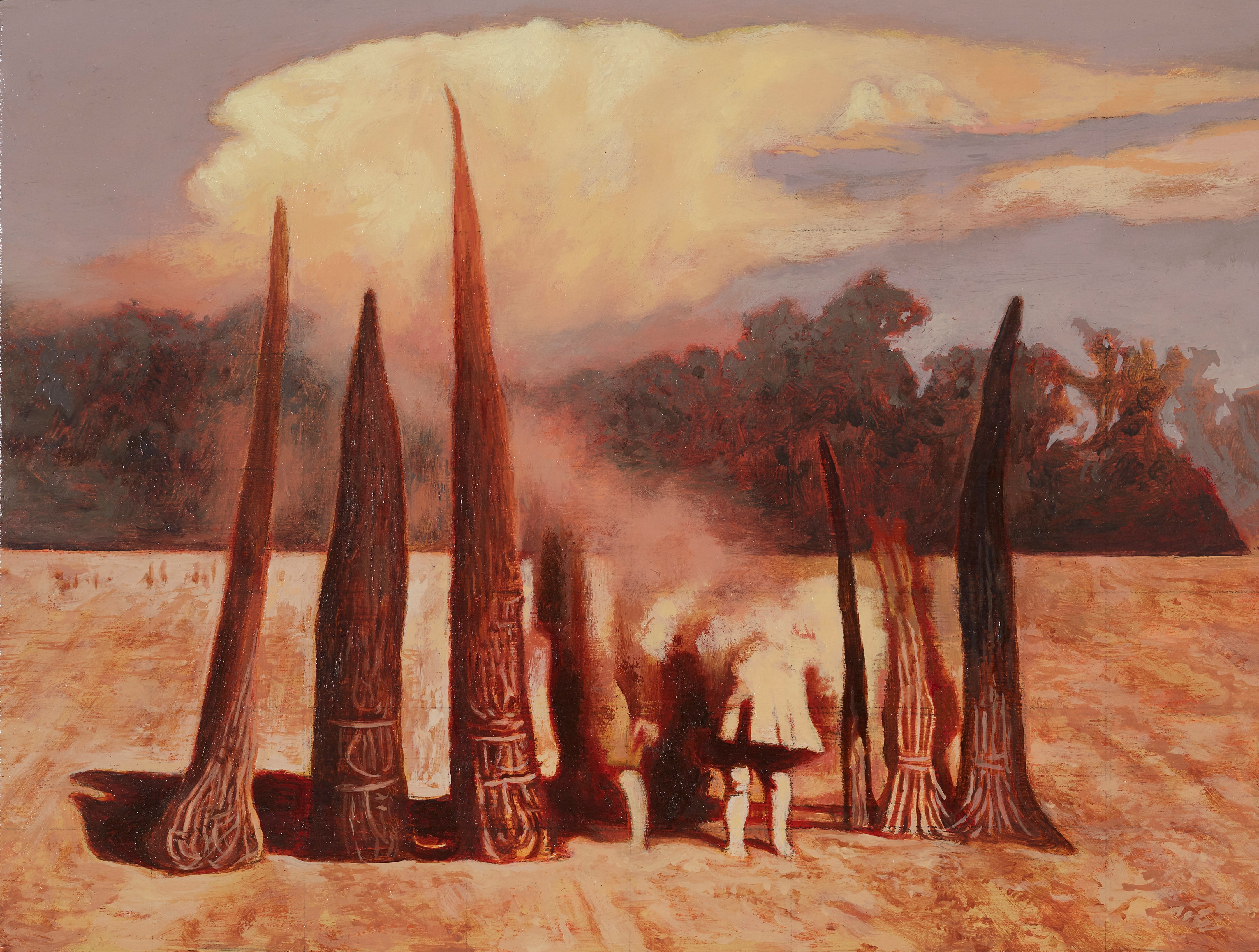 Robert Gear, First Harvest, 2020, oil on board, 15 x 20cm