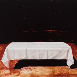Robert Gear, Nothing Is Off the Table, 2020, oil on board, 29 x 41cm