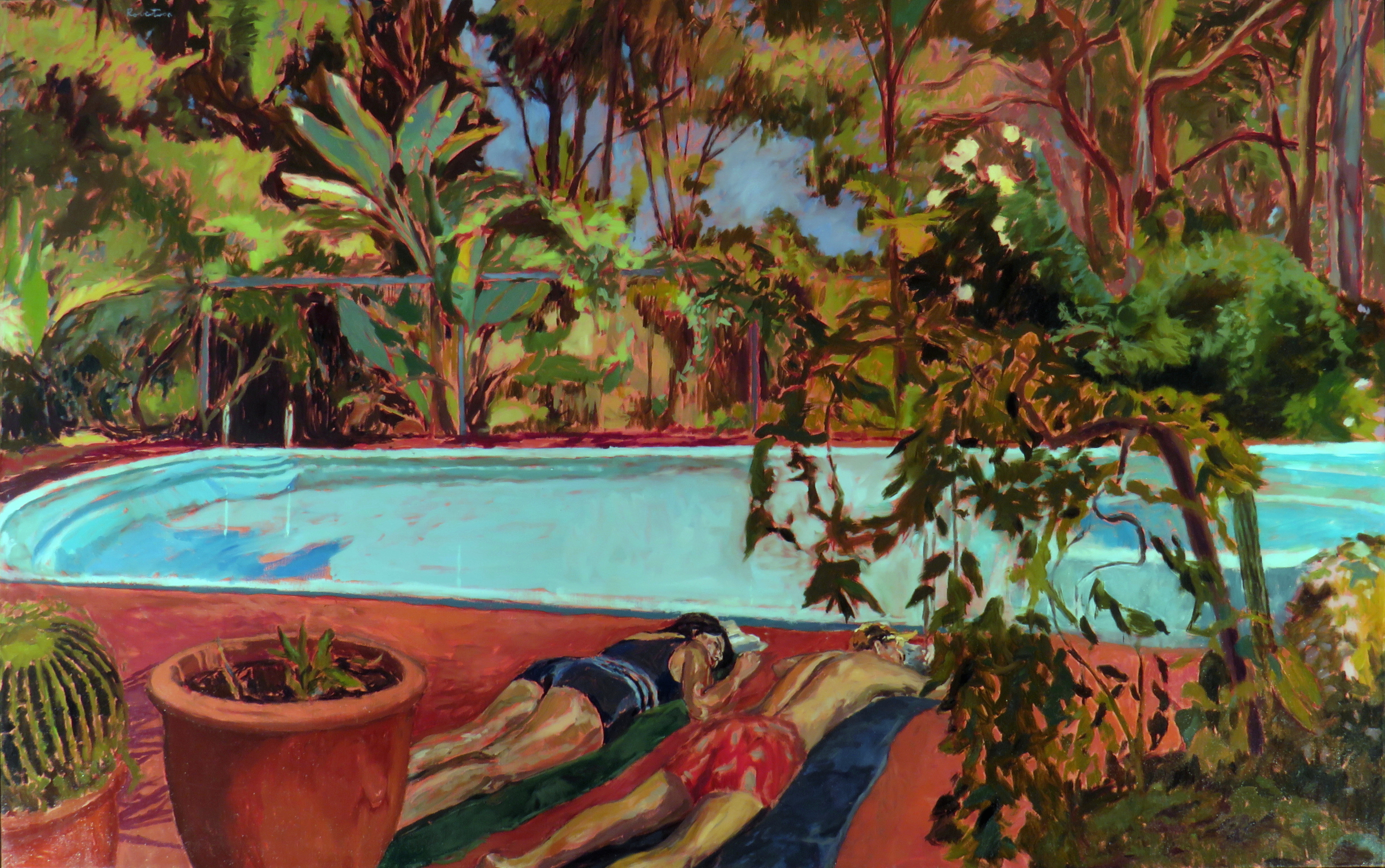 Kevin Robertson, Glen Forrest Pool, 1997, oil on linen, 120 x 195cm. Purchased through the Rachel Mabel Chapman Bequest, Art Gallery of Western Australia Foundation, 2020.