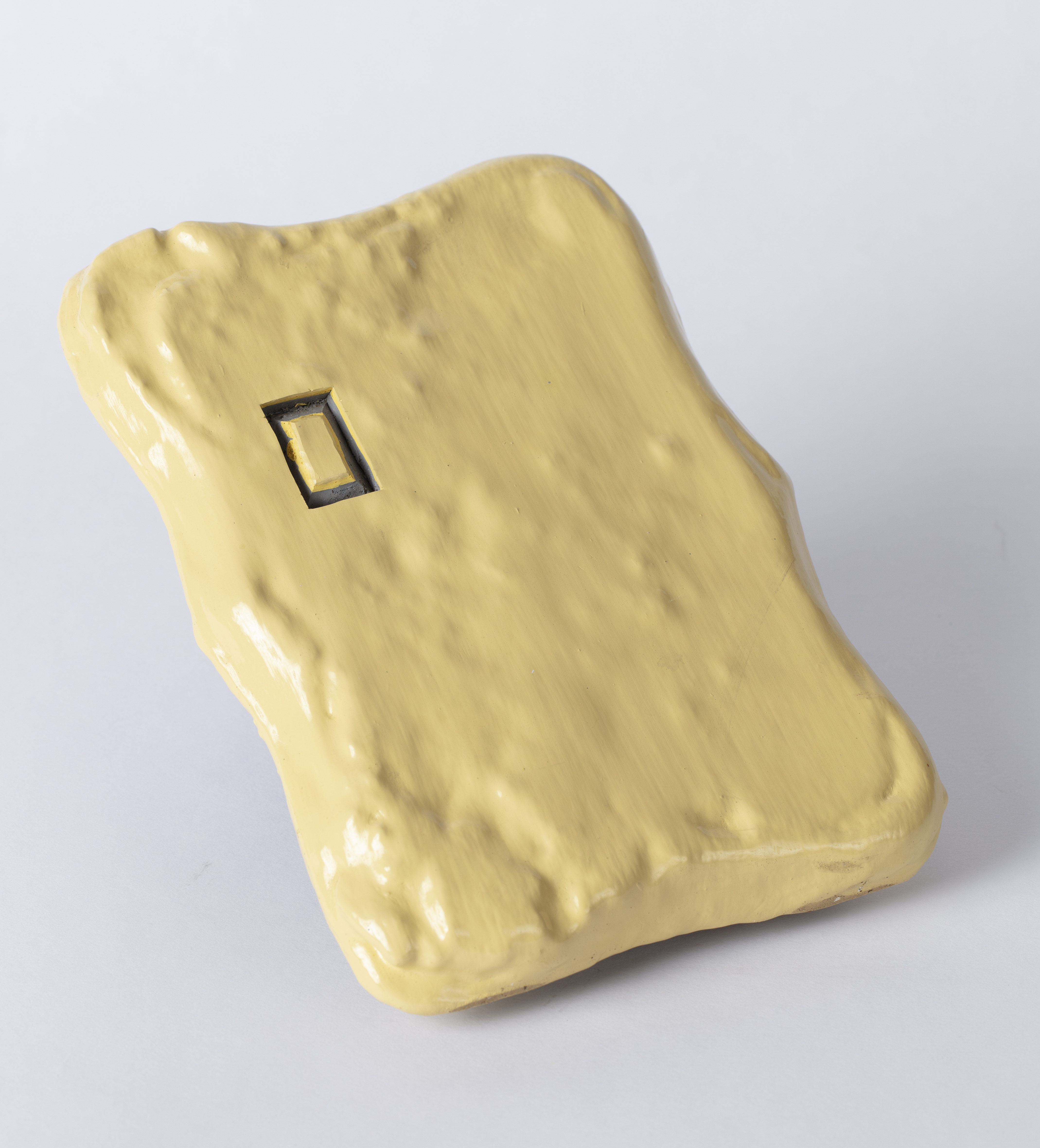 Andre Lipscombe, Yellow Painting with Grey Interior, 2019, acrylic paint, 21 x 15.5 x 4cm