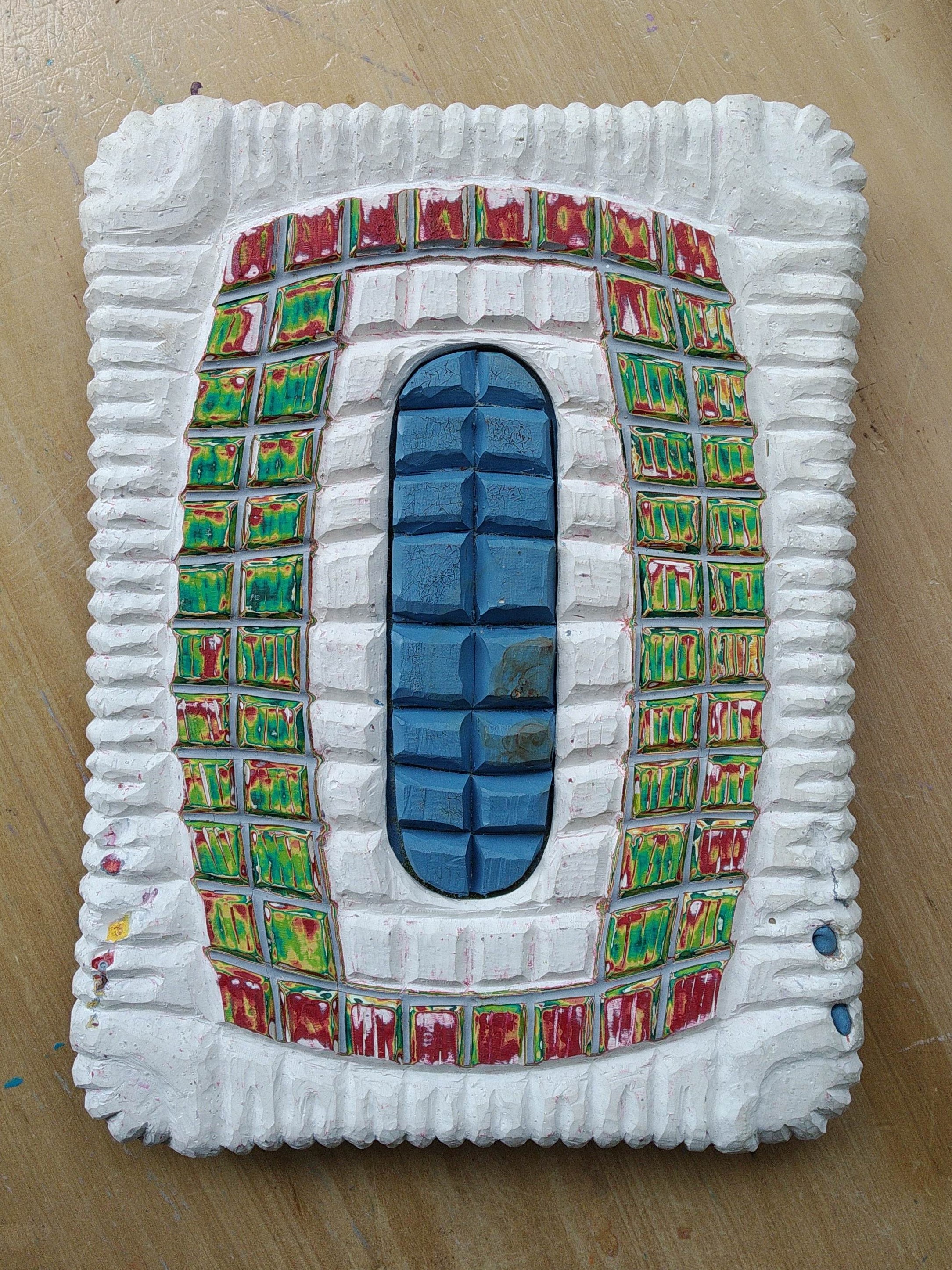 Andre Lipscombe, Repaired Painting, acrylic paint, 26 x 20 x 3.5cm