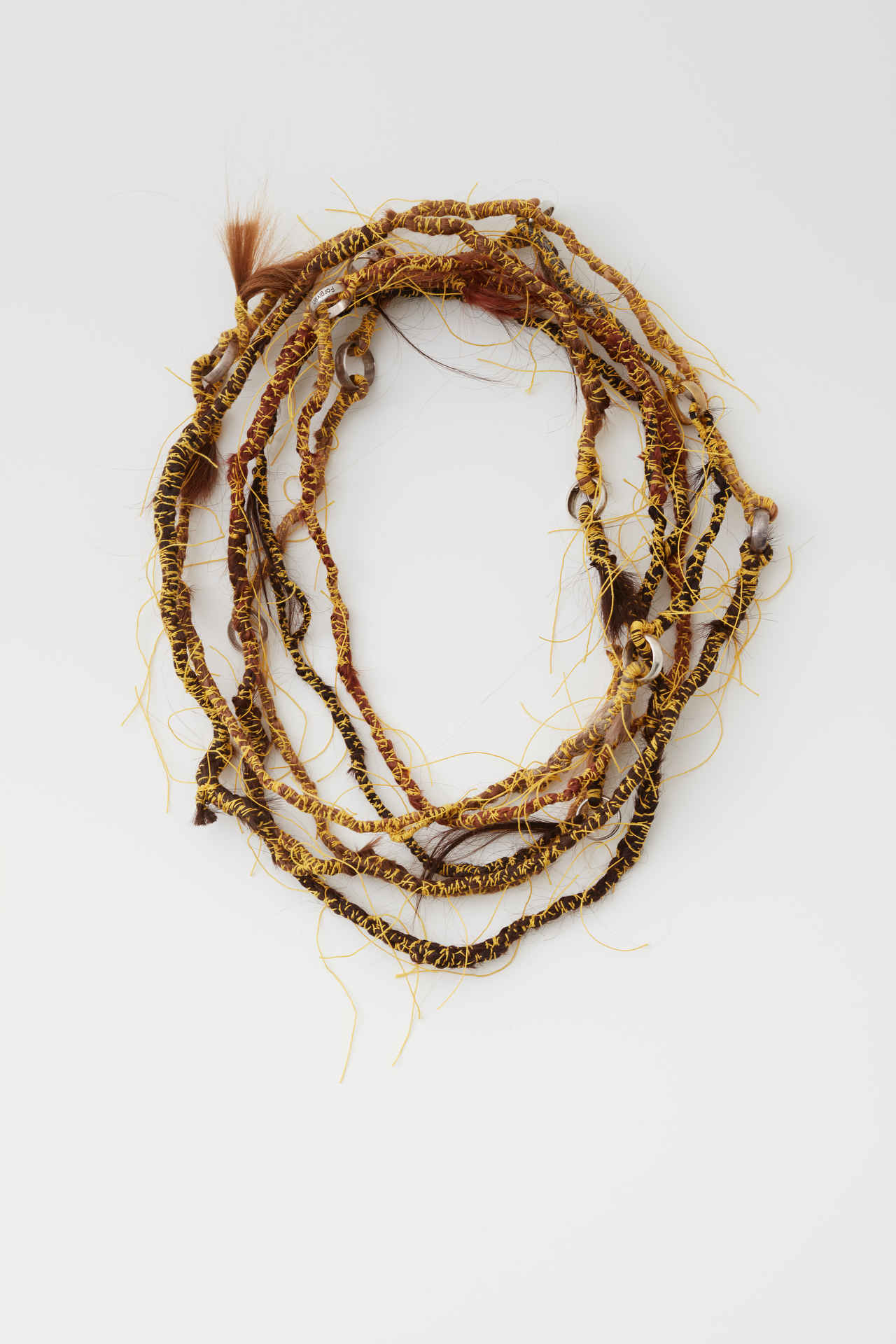 Olga Cironis, Persephone’s Rope 2020, hair, cotton thread and donated rings, 400 × 1cm
