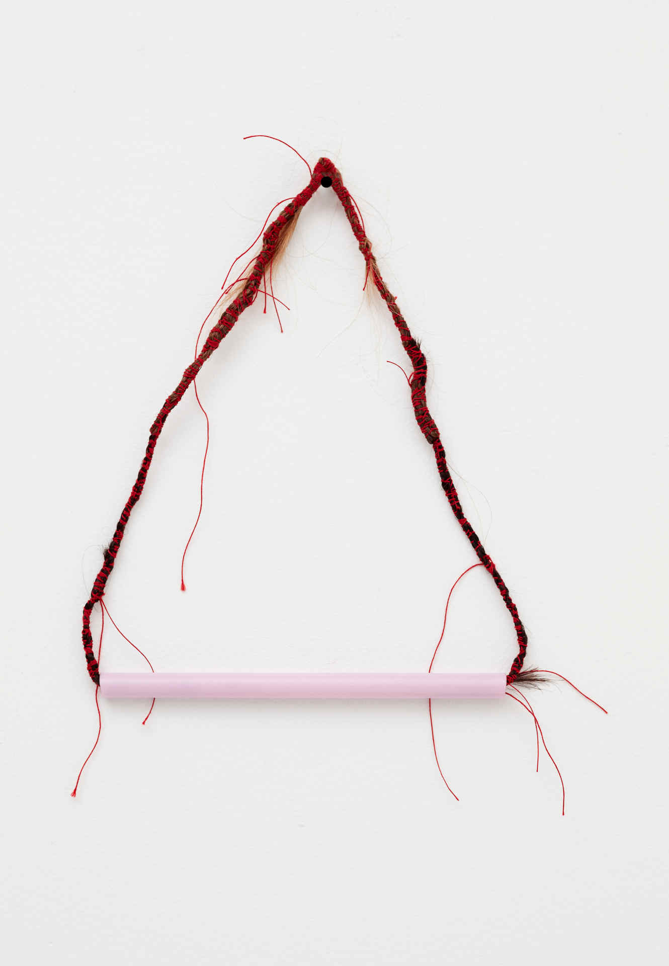 Olga Cironis, Missing, 2020, glass, hair and cotton thread, 30 x 18cm