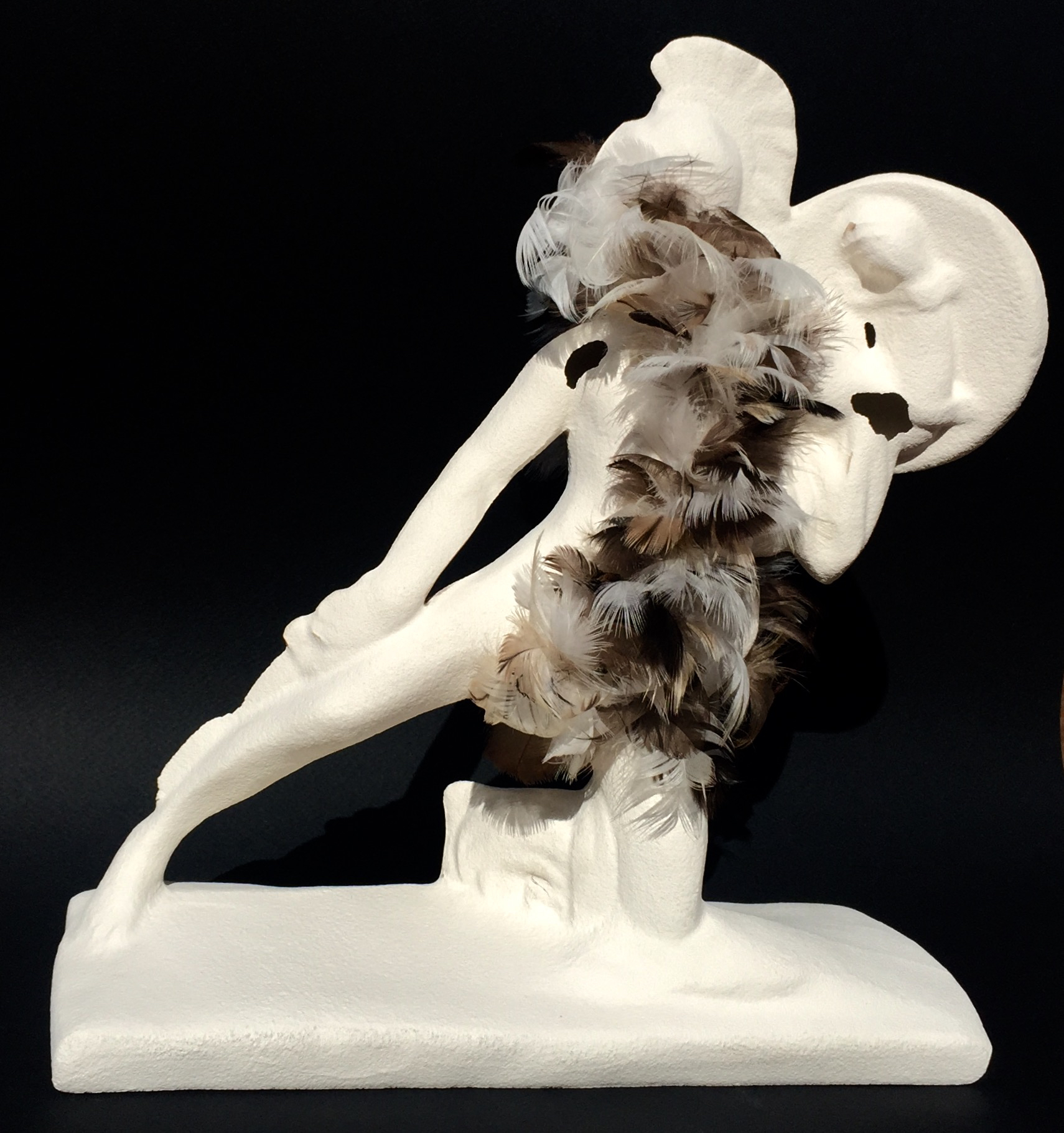 Olga Cironis, Lines that Define, repurposed porcelain ornament and feathers (1)