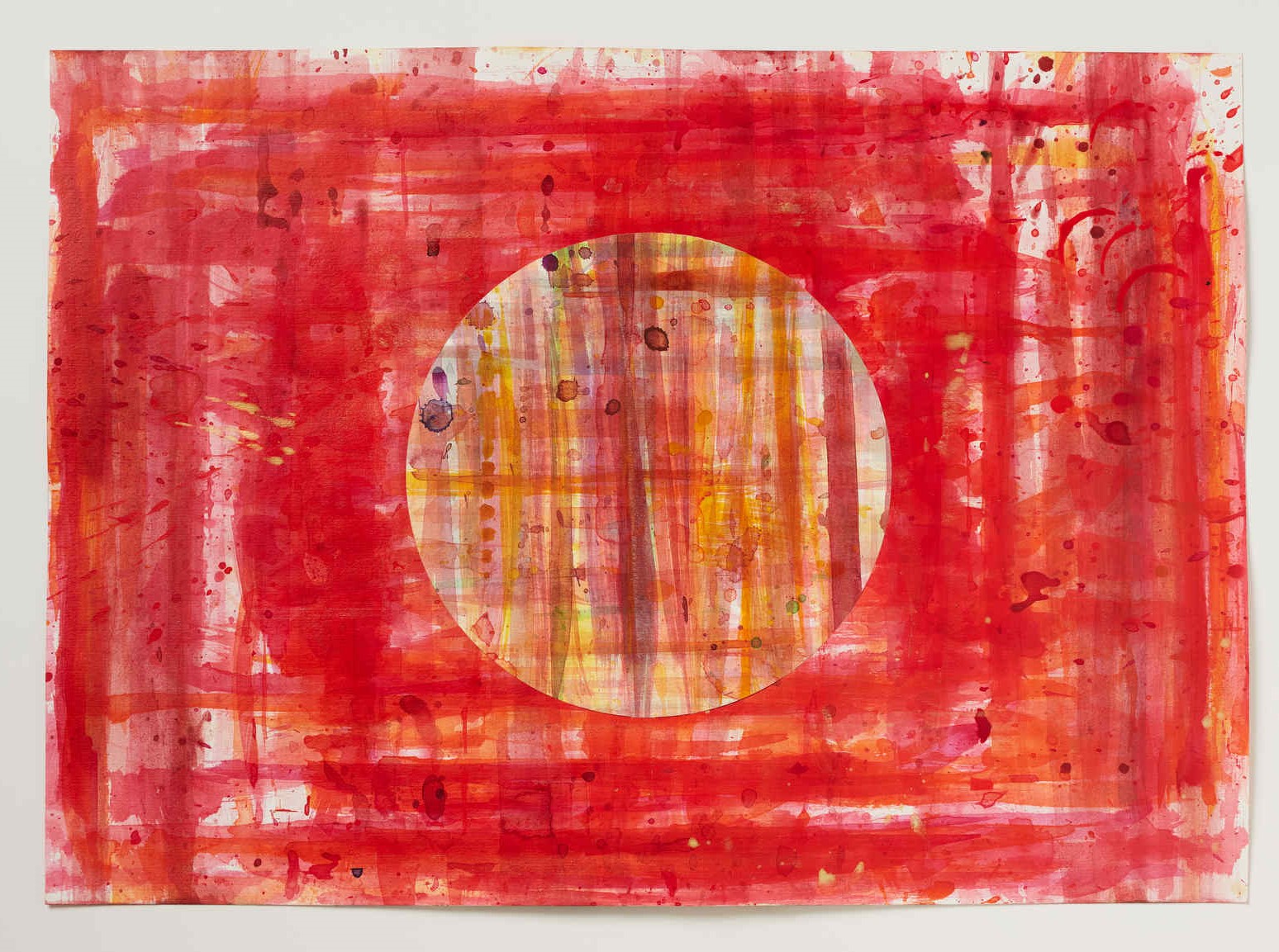 Jurek Wybraniec, Credits (Reds and Yellows), 2021, pigmented acrylic ink on watercolour paper, 50 x 70cm