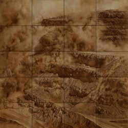 Tony Windberg, Golden State, 2021, conte crayon, earth pigments (iron oxides) and oil on 20 wood panels, 204 x 204cm