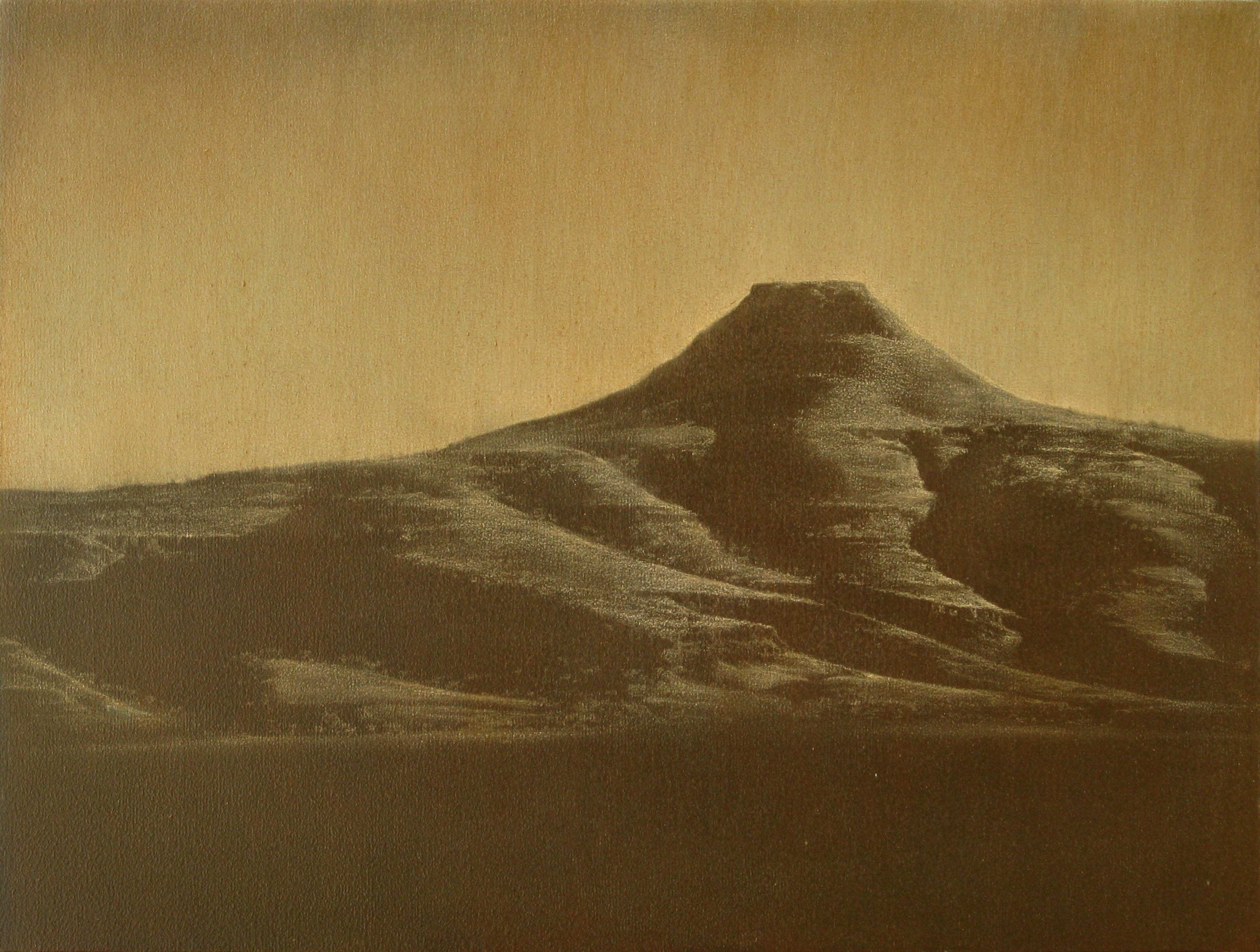 Tony Windberg, Golden State 6, 2021, copper, earth pigments, pencil, oil on wood panel, 30 x 40cm