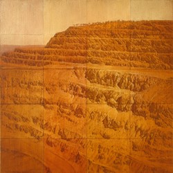 Tony Windberg, Golden State 2, 2021, pencil, earth pigments, pencil, marri resin on wood panel, 40 x 40cm