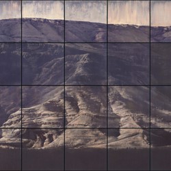 Tony Windberg, Golden State 4 (detail, panel 2), 2021, pencil, earth pigments, acrylic binders and oil on 20 paint sample cards on board, 40.6 x 50.8 x 3.8cm (triptych)