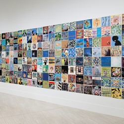 Alex Spremberg, Recover (detail), 2014–2016, enamel on cardboard (repurposed album covers), 232 works. Installation view, Art Gallery of Western Australia (1)