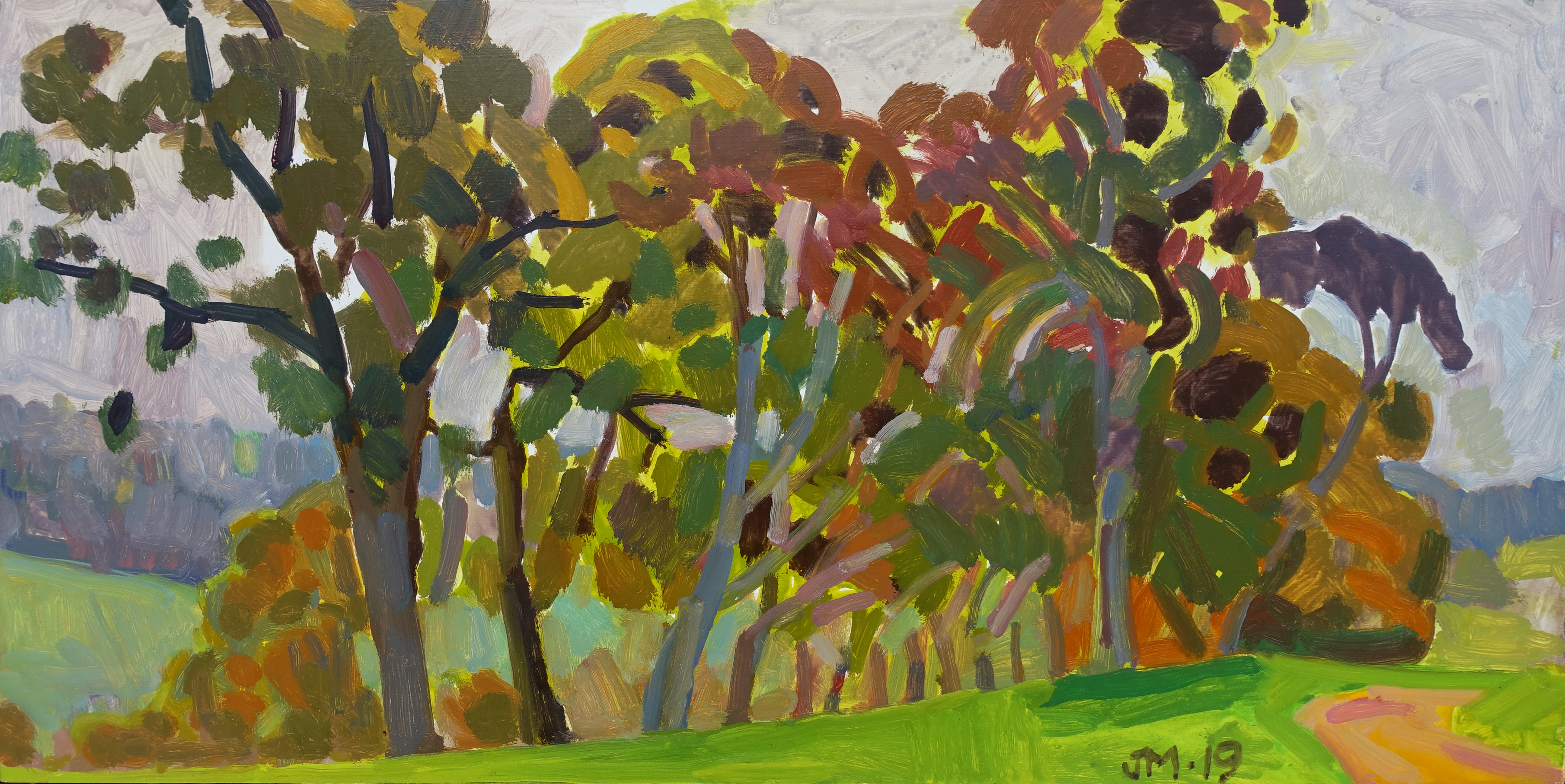 Jane Martin, Keysbrook VII, 2019, oil on board, 30 x 60cm