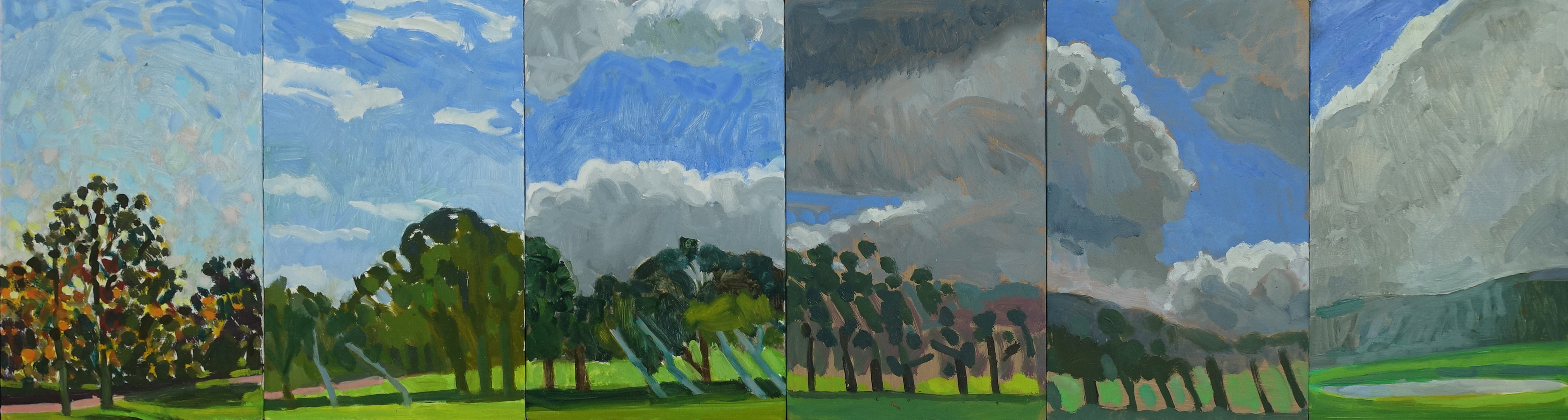 Jane Martin, Keysbrook VIII, 2019, oil on board, 32 x 120cm