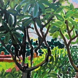Jane Martin, Garden Painting I, 2021, oil on board, 37 x 60cm