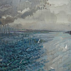 Jane Martin, George's Epic Sail, 2021, oil on canvas, 112 x 74cm